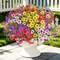 20 Bundles UV Resistant Artificial Flowers for Outdoors, Fake Silk Daisy and Eucalyptus Plants, Mixed Color Faux Floral Arrangements for Garden, Porch, Window Box and Home Decor